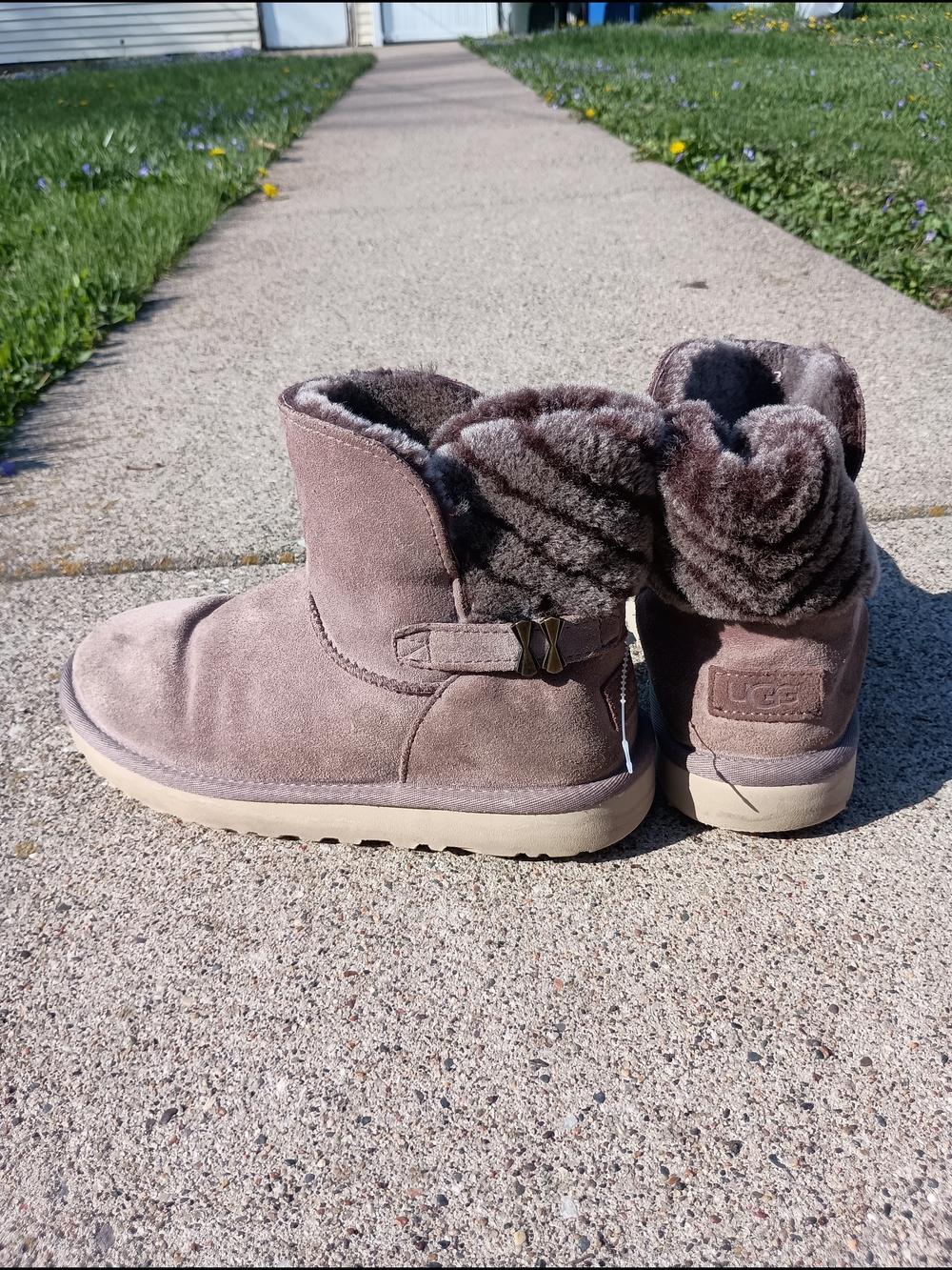 UGG Women's Suede Shearling Ankle Boot in Taupe
